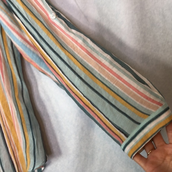 Zac & Rachel Multicolor Stripes Roll Sleeve Beachy Blouse Size XL - Picture 7 of 14